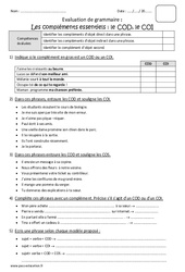 Compléments essentiels COD - COI - Cm2 - Bilan à imprimer