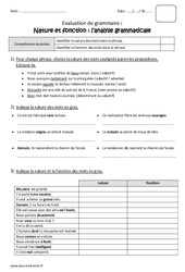 Nature et fonction - Cm2 - Bilan - Analyse grammaticale - PDF à imprimer
