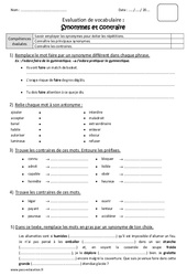 Synonymes et contraires - Cm2 - Bilan - PDF à imprimer