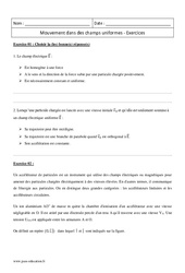 Mouvement dans des champs uniformes - Terminale - Exercices - PDF à imprimer