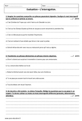 Interrogation - 5ème - Evaluation  - PDF à imprimer