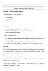 Energie interne et système - Terminale - Exercices - PDF à imprimer