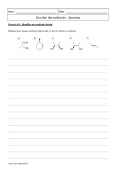 Chiralité  des molécules - Terminale - Exercices corrigés - PDF à imprimer