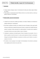 Chimie durable respect de l'environnement - Terminale - Cours - PDF à imprimer