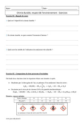Respect de l'environnement - Chimie durable - Terminale - Exercices - PDF à imprimer