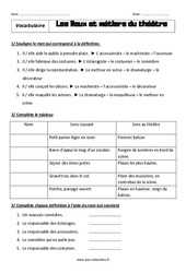 Les lieux et les métiers du théâtre - 6ème - Exercices avec les corrigés - PDF à imprimer