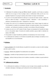 Matériaux - Cycle de vie - Terminale - Cours - PDF à imprimer