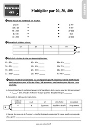 Multiplier par 20, 30, 400 au Ce2 - Exercices - PDF à imprimer