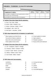 La ruse et le mensonge - 6ème - Evaluation avec la correction - PDF à imprimer