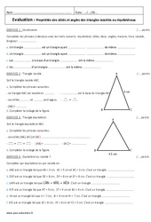 Triangles isocèles ou équilatéraux - 6ème - Contrôle