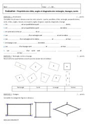Propriétés des quadrilatères - 6ème - Contrôle - PDF à imprimer