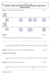 Demi droite graduée -  Nombres entiers, décimaux, fractions - 6ème - Evaluation - PDF à imprimer