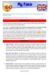My face – CM1 – CM2 – Anglais – Lexique – Séquence complète – Cycle 3 - PDF à imprimer