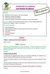 Les formes de phrases – Ce2 – Étude de la langue – Fiche de préparation - PDF à imprimer