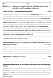 Relatives, conjonctives complétives et interrogatives indirectes - 4ème - Evaluation - PDF à imprimer