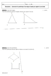 Construire le symétrique d'une figure simple par rapport à une droite - 6ème - Contrôle