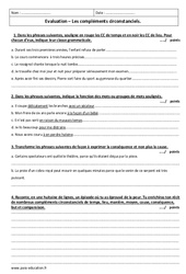 Compléments circonstanciels - 4ème - Contrôle - PDF à imprimer