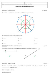 Etude des symétries - 5ème - Contrôle - Symétrie centrale - PDF à imprimer