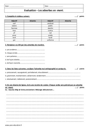 Adverbes en -ment - 4ème - Contrôle - PDF à imprimer