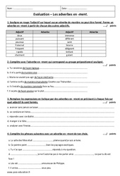 Adverbes en -ment - 4ème - Evaluation  - PDF à imprimer