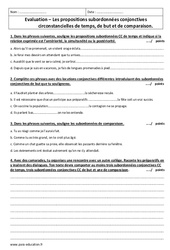 Propositions subordonnées conjonctives circonstancielles - 4ème - Contrôle - PDF à imprimer