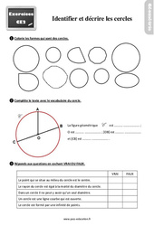 Exercices, révisions sur identifier et décrire les cercles au Ce2 avec les corrections