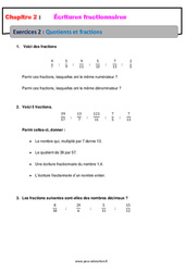Quotients et fractions – 5ème – Révisions – Exercices avec correction – Écritures fractionnaires