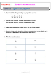 Exprimer une proportion – 5ème – Révisions – Exercices avec correction – Écritures fractionnaires - PDF à imprimer