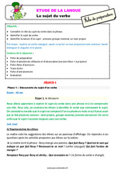 Le sujet du verbe – Ce2 – Étude de la langue – Fiche de préparation - PDF à imprimer