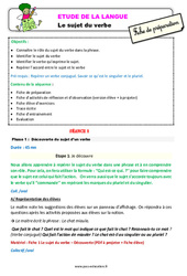 Le sujet du verbe – Ce1 – Étude de la langue – Fiche de préparation - PDF à imprimer