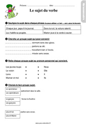 Le sujet du verbe – Ce1 – Étude de la langue – Exercices avec les corrections - PDF à imprimer