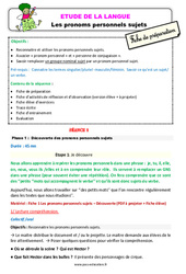 Les pronoms personnels sujets – Ce2 – Étude de la langue – Fiche de préparation - PDF à imprimer