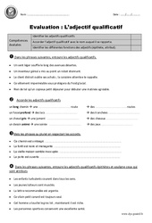 Adjectif qualificatif - Cm2 - Evaluation avec le corrigé - PDF à imprimer