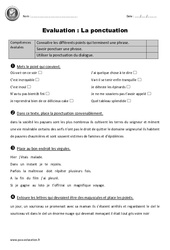 Signes de ponctuation - Cm2 - Evaluation  - PDF à imprimer
