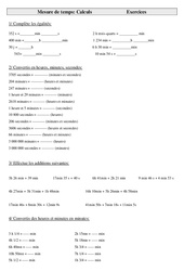 Mesure de temps - Calculs – Cm2 – Exercices – Mesures – Cycle 3 - PDF à imprimer