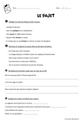Sujet et groupe sujet - Cm1 - Exercices - PDF à imprimer
