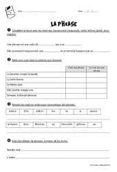 Phrase - Ce1 - Exercices - PDF à imprimer