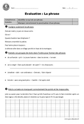 Phrase - Ce2 - Evaluation - Bilan - PDF à imprimer