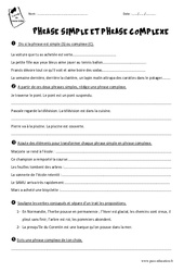 Phrase simple et complexe - Cm2 - Exercices - PDF à imprimer