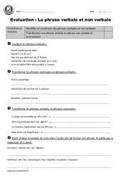 Phrase non verbale - Phrase verbale - Cm2 - Evaluation - Bilan - PDF à imprimer
