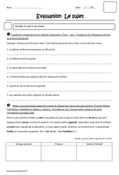 Sujet - Cm2 - Evaluation - Bilan