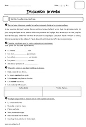 Verbe - Cm1 - Evaluation - Bilan  - PDF à imprimer
