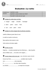 Verbe - Ce1 - Evaluation - Bilan - PDF à imprimer