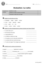 Verbe - Ce2 - Evaluation - Bilan - PDF à imprimer