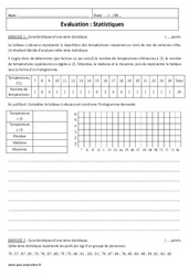 Statistiques - 3ème - Evaluation avec le corrigé - PDF à imprimer
