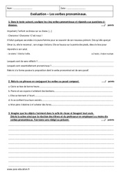 Forme pronominale - Verbes pronominaux - 4ème - Evaluation - PDF à imprimer