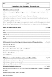 Orthographe des numéraux - 4ème - Evaluation avec le corrigé - PDF à imprimer