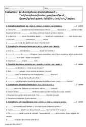 Homophone grammatical - 4ème - Contrôle  - PDF à imprimer