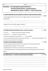 Homophones grammaticaux - 4ème - Evaluation avec le corrigé - PDF à imprimer