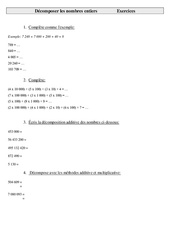 Décomposer les nombres entiers – Cm2 – Exercices – Numération – Cycle 3 - PDF à imprimer